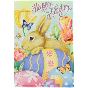 Northlight Bunny and Butterflies "Happy Easter" Outdoor Garden Flag - 18" x 12.5" - 1 of 4
