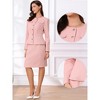 INSPIRE CHIC Women's Office Suit Tweed Peplum Collarless Button Down Blazer and Midi Skirt Sets 2 Pcs - 2 of 4