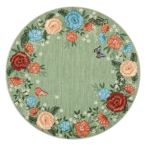Washable Modern Floral Print Summer Spring Area Rugs, Soft Non Slip Botanical Floor Carpet for Home Office - 1 of 4