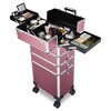 Byootique Antique Pink Rolling Makeup Case 4in1 Cosmetic Trolley Organizer Lockable - 2 of 4