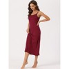 cheibear Women's Sleeveless Spaghetti Strap Midi Cami Tank Sleepdress - 2 of 4
