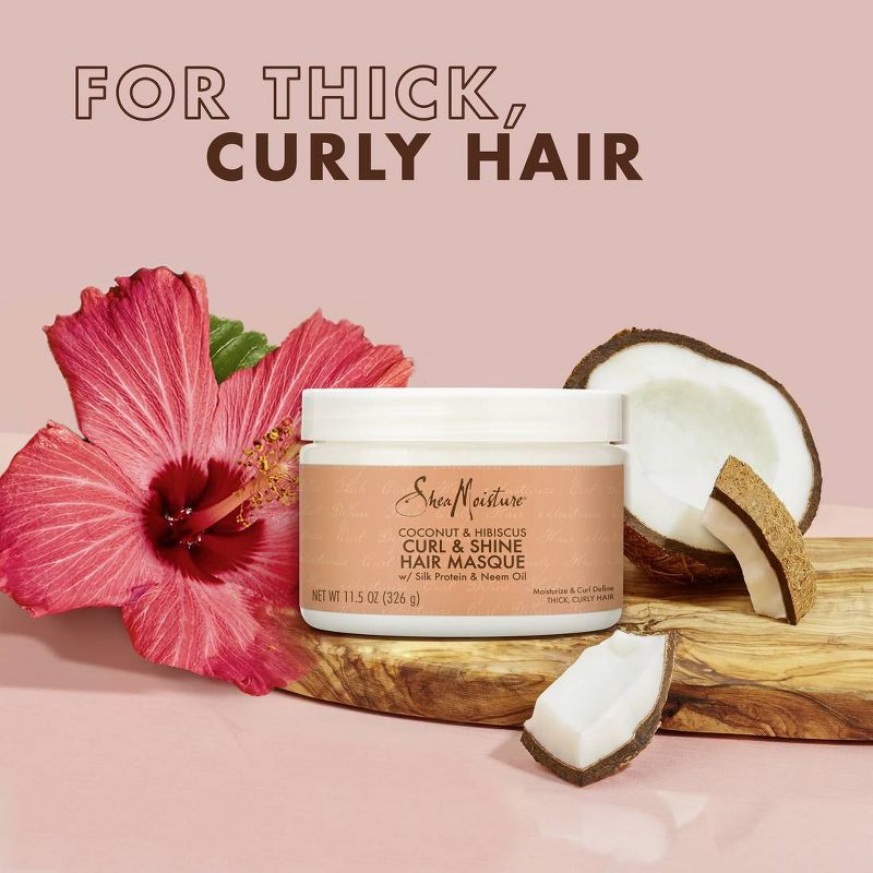 SheaMoisture Coconut &#38; Hibiscus Curl &#38; Shine Hair Mask For Naturally Curly Hair - 11.5oz, 5 of 15