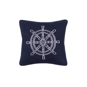 C&F Home 10" x 10" Ship Wheel Knitted Small Petite Throw Pillow - 1 of 4