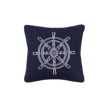 C&F Home 10" x 10" Ship Wheel Knitted Throw Pillow