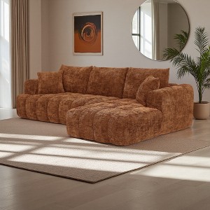 108.3" Chenille Tufted L-Shaped Modular Sectional Sofa with Right Chaise - 1 of 4