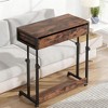 Gulches Height-Adjustable Rolling End Table (27.5"-41.3"), Mobile Laptop Cart with Drawer and Shelf, Sturdy Metal Frame - 3 of 4