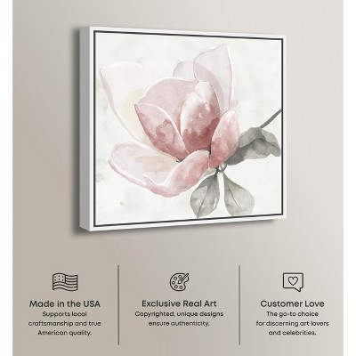 Faded Blush Rose Floral Canvas Art with White Frame, 31" x 31"