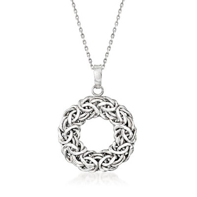 Ross-Simons Sterling Silver Byzantine Open Circle Pendant Necklace Size 20