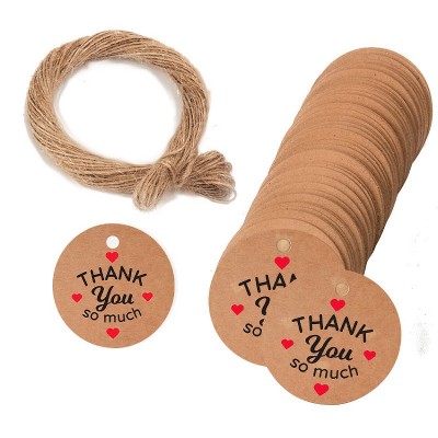 100pcs /Pack Kraft Paper Gift Tag With 20m  Rope(L-12)