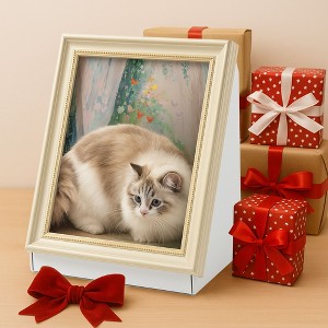 Kumasinova Cat Living in Famous Painting,Pet Scratcher Oil Painting Cat House,Vintage Art Picture Frame Cardboard House - 1 of 3