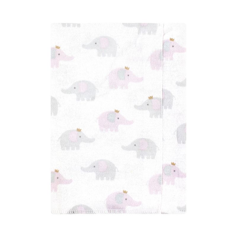 Hudson Baby Infant Girl Cotton Flannel Burp Cloths, Lilac Elephants 4 Pack, One Size, 3 of 7