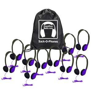 HamiltonBuhl® Sack-O-Phones, 10 Personal Headphones in a Carry Bag, Purple - 1 of 3