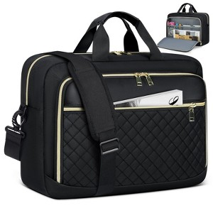Laptop Bag 17.3 Inch Laptop Briefcase for Women Men Waterproof Shoulder Messenger Bag Large Computer Bag for Business Office Work College, Black - 1 of 4