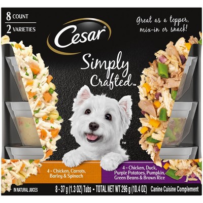 Cesar Simply Crafted Chicken & Duck Wet Dog Food Complement - 1.3oz/8ct Variety Pack