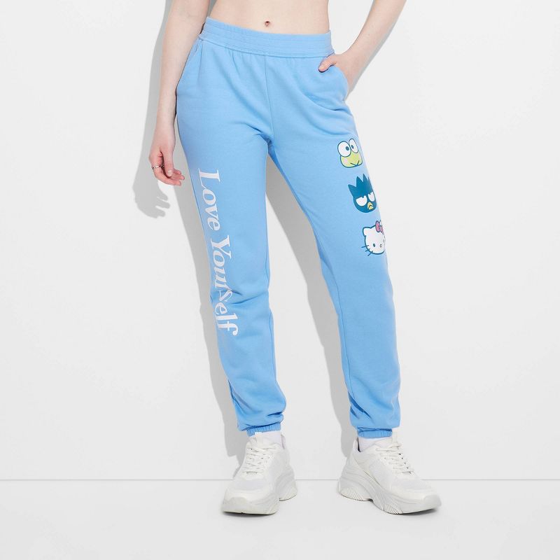 Women's Love Yourself Hello Kitty Graphic Joggers - Blue, 1 of 4