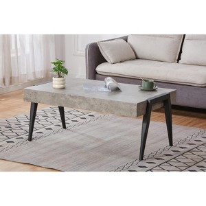 Kings Brand Furniture Camden Marble-Style Wood Coffee Table with Metal Legs, Center Table for Living Room, Black/Gray - 1 of 4