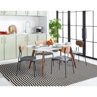 Montauk Black and Ivory 6' Square Handwoven Cotton Area Rug