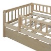 PAGED Twin Size Daybed Modern Simple Wooden Bed Frame with Trundle, Guardrail and Opening for Bedroom, Living - 3 of 4