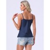 INSPIRE CHIC Women's 2 Pcs Satin Camisole Silky Pajama Tank Tops V Neck Soft Spaghetti Strap Loose Basic Sleepwear - 4 of 4