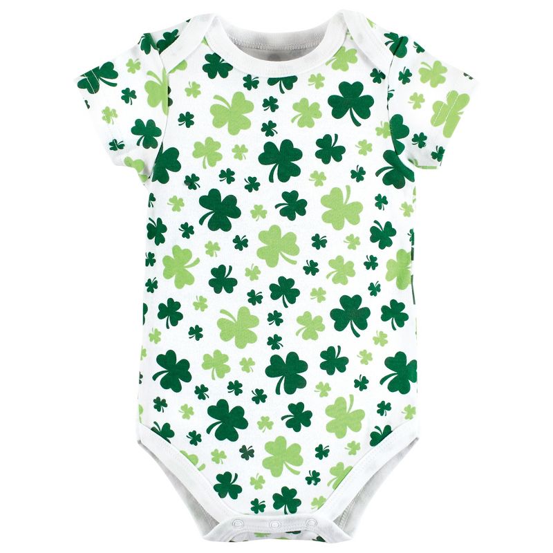 Hudson Baby Infant Girl Cotton Bodysuits, St Patricks Rainbow, 4 of 6