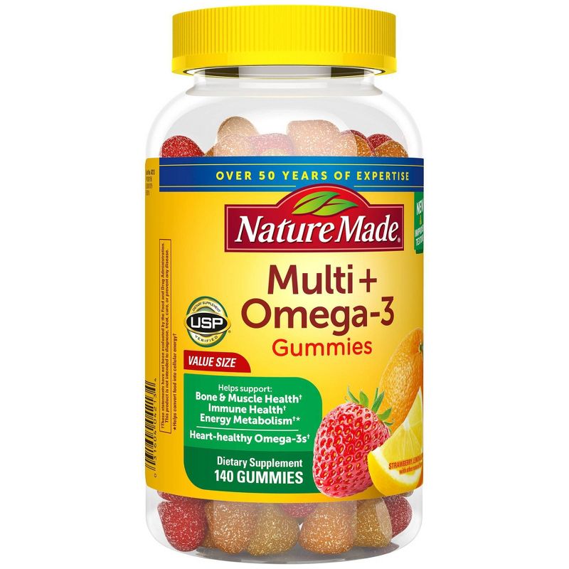 Nature Made Multi Plus Omega 3 Multivitamin Gummies  - Strawberry, Lemon &#38; Orange - 140ct, 6 of 10