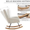 Comfy Rocking Chair Nursery, Teddy Upholstered Glider Chair w/ High Backrest Armrest Side Pockets - 3 of 4