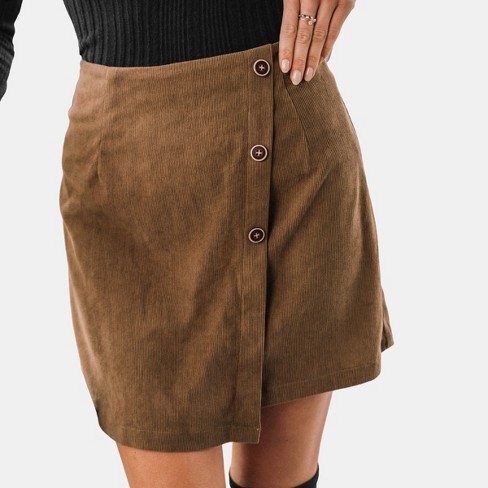 Women's brown 2025 corduroy skirt