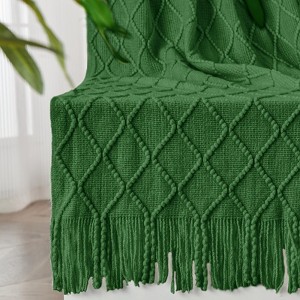 Inhand Knitted Gift Throw Blanket for Couch and Bed, 50"x60" Romatic Lightweight Decorative with Tassel, Farmhouse Warm Woven for Women - 1 of 4