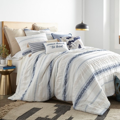 Pickford Blue King Comforter Set - Taupe, Blue & Cream - Levtex