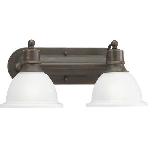Progress Lighting Madison Collection 2-Light Wall Bracket, Antique Bronze, White Etched Glass Shade - 1 of 3