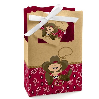 Big Dot of Happiness Little Cowboy - Western Baby Shower or Birthday Party Favor Boxes - Set of 12