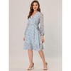 Allegra K Women's Boho Floral V Neck Tie Waist Long Sleeve Chiffon Wrap Midi Dress - 3 of 4