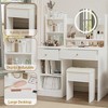 ACEPANO 35.4 in. W Makeup Vanity Desk with Cushioned Chair & Mirror For Bedroom-White - 3 of 4