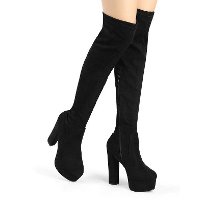 high knee platform boots