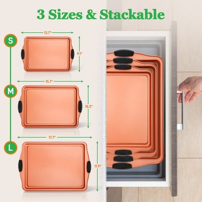 NutriChef 3 Piece Nonstick Carbon Steel Baking Pan Set