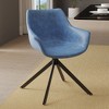 LeisureMod Markley Leather Dining Chair with 360-Degree Swivel Armchair and Powder-Coated Iron Legs Set of 2 - 2 of 4