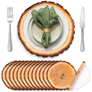 Aoibox 100 Pcs Disposable Wooden Slice Woven Paper Placemats Rustic Charger Place Mat Bulk for Fall Wedding Dinner Party - 1 of 4
