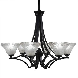Toltec Lighting Zilo 6 - Light Chandelier in  Matte Black with 7" Frosted Crystal Shade - 1 of 1