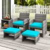 Costway Patio Ottomans Set of 2 PE Rattan Footstools with Removable Cushions & Metal Frame Red/Gray/Black/White/Turquoise/Navy - 4 of 4