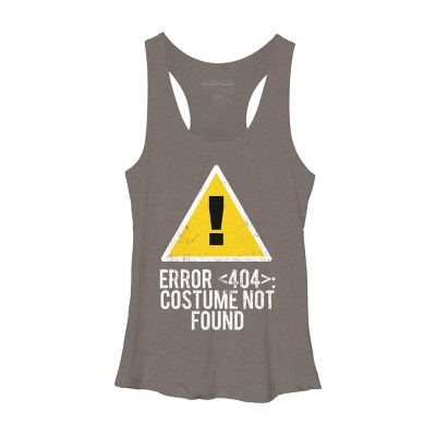 Women's Design By Humans Halloween Error 404 Costume Not Found Apparel By COVI Racerback Tank Top