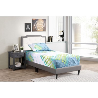 CAVINAS Twin Size Modern Casual Platform Bed Frame with High Upholstered Headboard,No Box Spring Needed