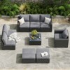 DSVIMOY 9-Piece Patio Sofa Set, Outdoor Furniture with 3 Armless Chairs, Corner Sofa, Gray, 25.2"*25.2"*13.6" - 4 of 4