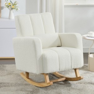 Christopher Knight Home Imelda Modern Rubberwood Teddy Velvet Upholstered Rocking Chair with Pillow - 1 of 4