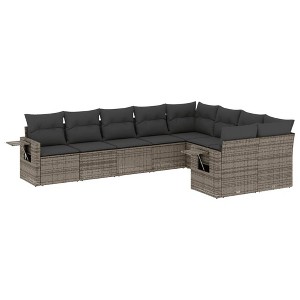 vidaXL Garden Sofa Set Grey PE rattan, powder-coated steel Large - 1 of 4