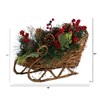 Nearly Natural 18-in Christmas Sleigh with Pine, Pinecones and Berries Artificial Christmas Arrangement - 2 of 3