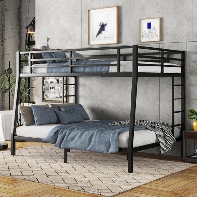 Full XL Over Queen Bunk Bed with Ladder and Guardrails
