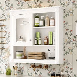Hrinhom 32"W Bathroom Storage Cabinet ,Wall Mounted Medicine Cabinet with Mirror - 1 of 4