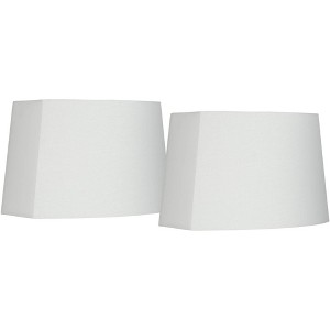 Springcrest Set of 2 Oval Lamp Shades White Medium 12.5" Wide x 10" Deep at Top 15" Wide x 11" Deep at Bottom 10" High Spider Harp Finial - 1 of 4