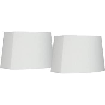 Springcrest Set of 2 Oval Lamp Shades White Medium 12.5" Wide x 10" Deep at Top 15" Wide x 11" Deep at Bottom 10" High Spider Harp Finial