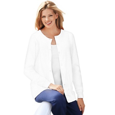 Woman Within Plus Size Perfect Long-Sleeve Cardigan